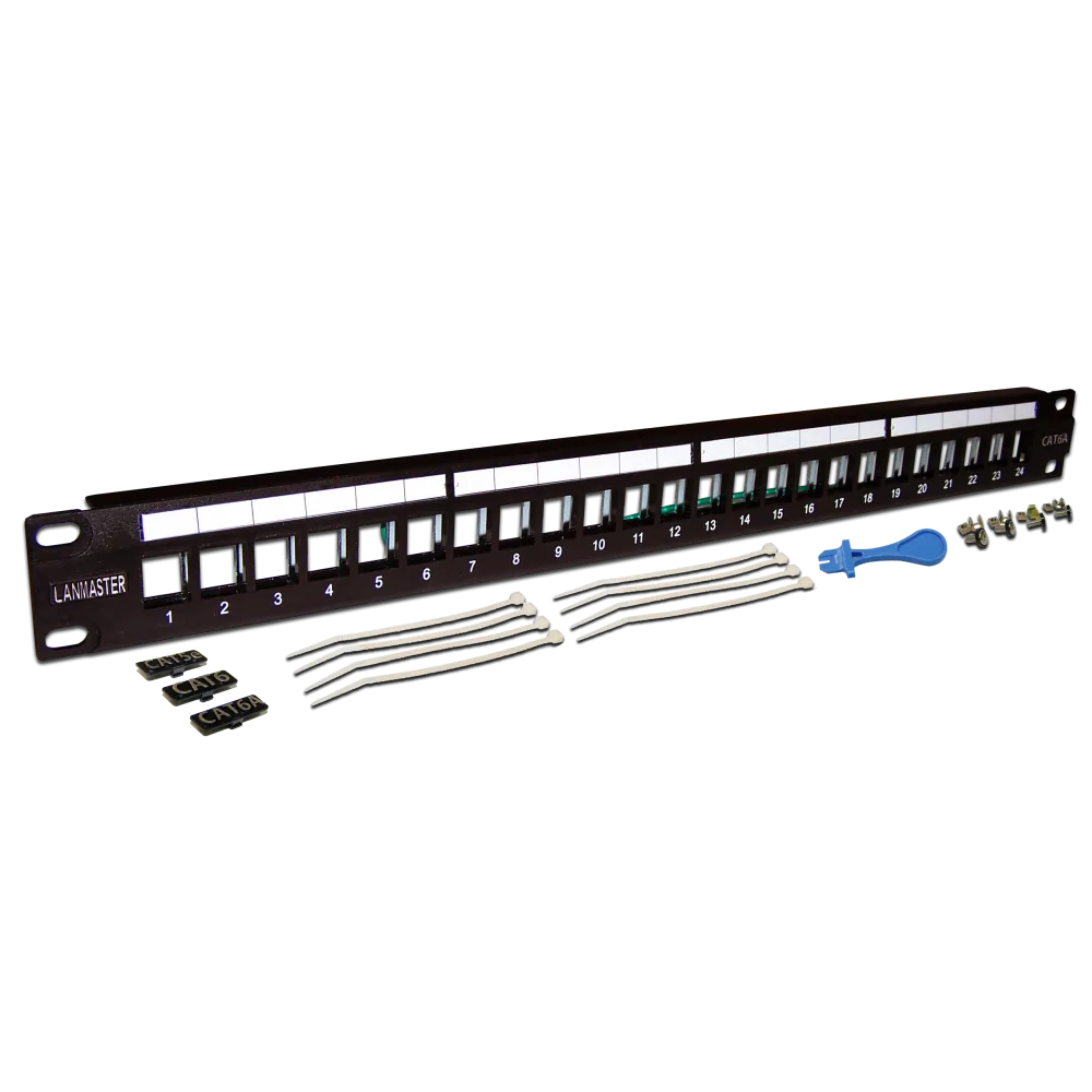 Патч-панель LANMASTER наборная 19", экранированная, 24 порта, 1U